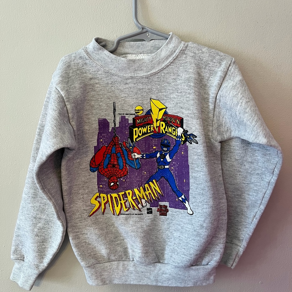 Vintage 1994 Spider-Man Power Rangers Crossover Youth L Sweatshirt Rare!